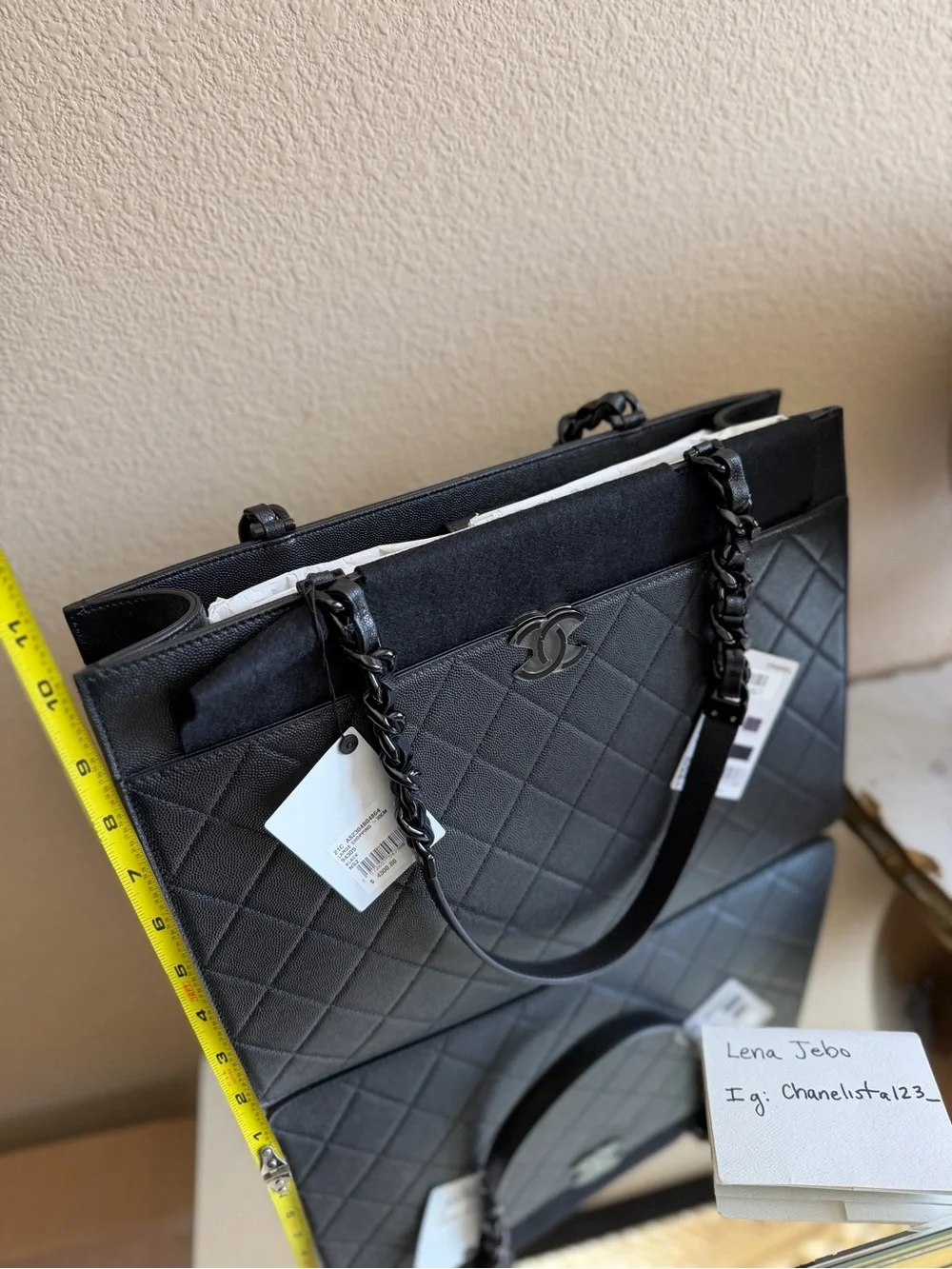 CHANEL Black Quilted Chain-Handle Tote